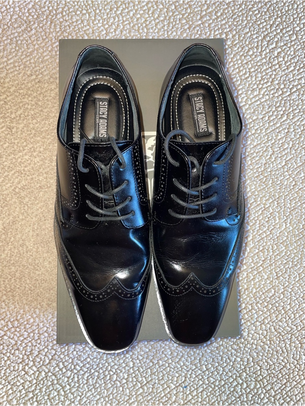 Stacy Adams Men’s Black Wingtip Dress Shoes. Size 9 1/2. NEW